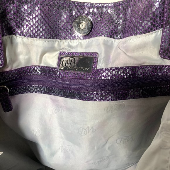 Vintage Whiting & Davis Purple Mesh and Snakeskin Embossed Leather Bag - Picture 9 of 13
